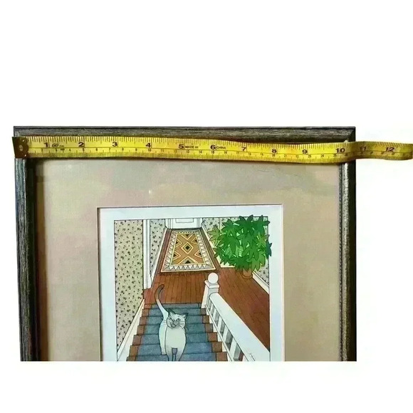Vintage FRANCES GREENBERG "MORNING GREETINGS" Signed 910/1000 Framed Cat Lover - Picture 3 of 5